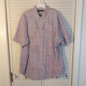 Roundtree & Yorke Red and Blue Plaid Button Down Shirt